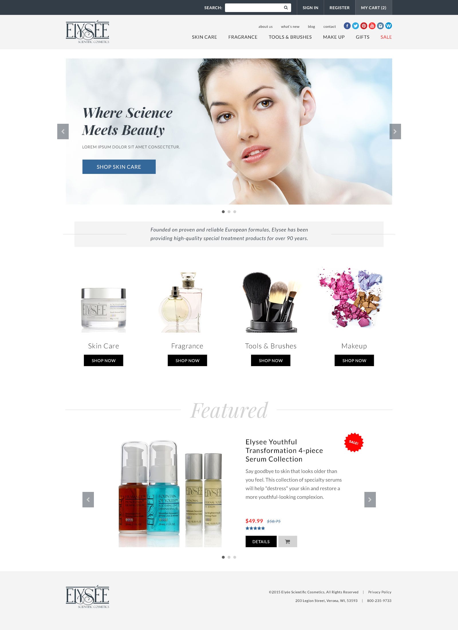 Elysee Cosmetics Website