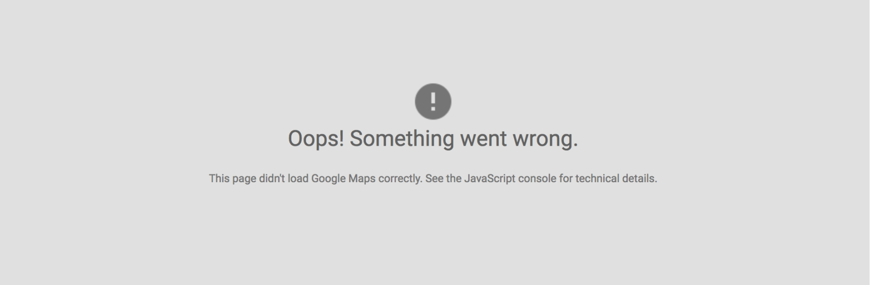 Oops. Something went wrong. Error message from Google Maps screenshot.