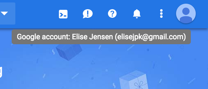 View of Google Account icon in upper right corner of screen