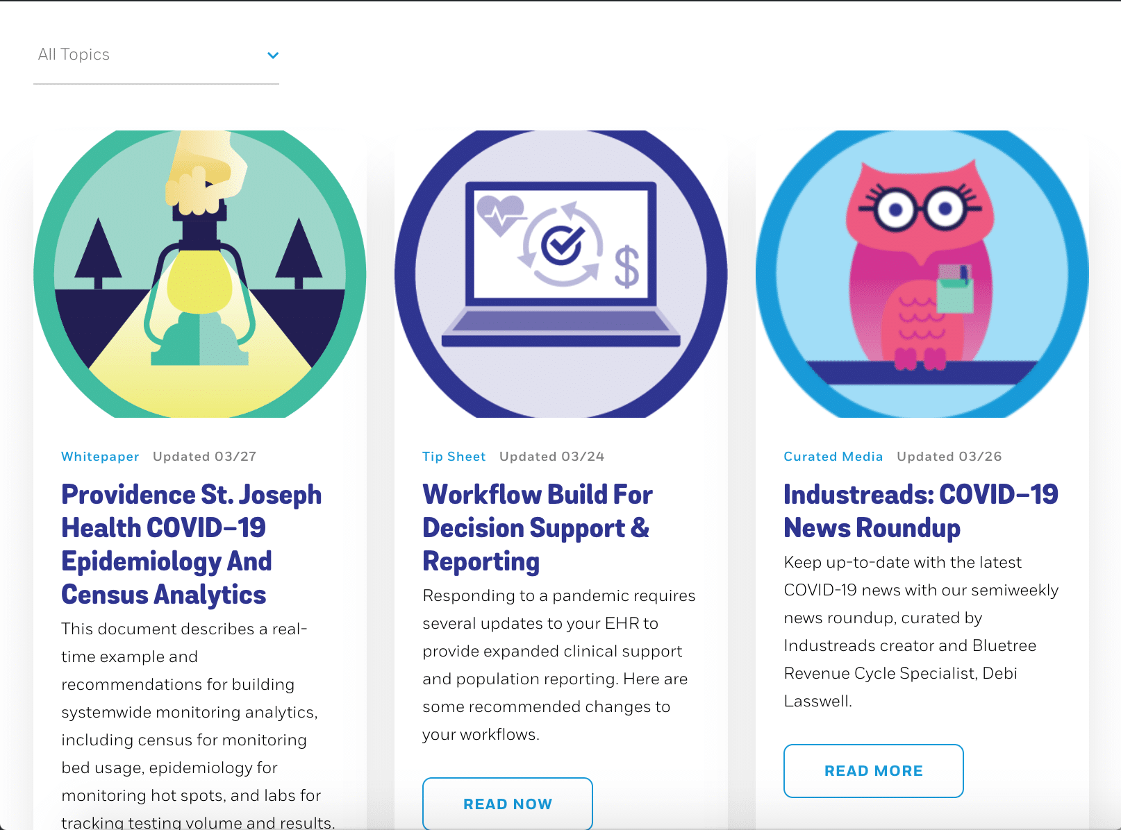 Screenshot of some of Bluetree's COVID resources