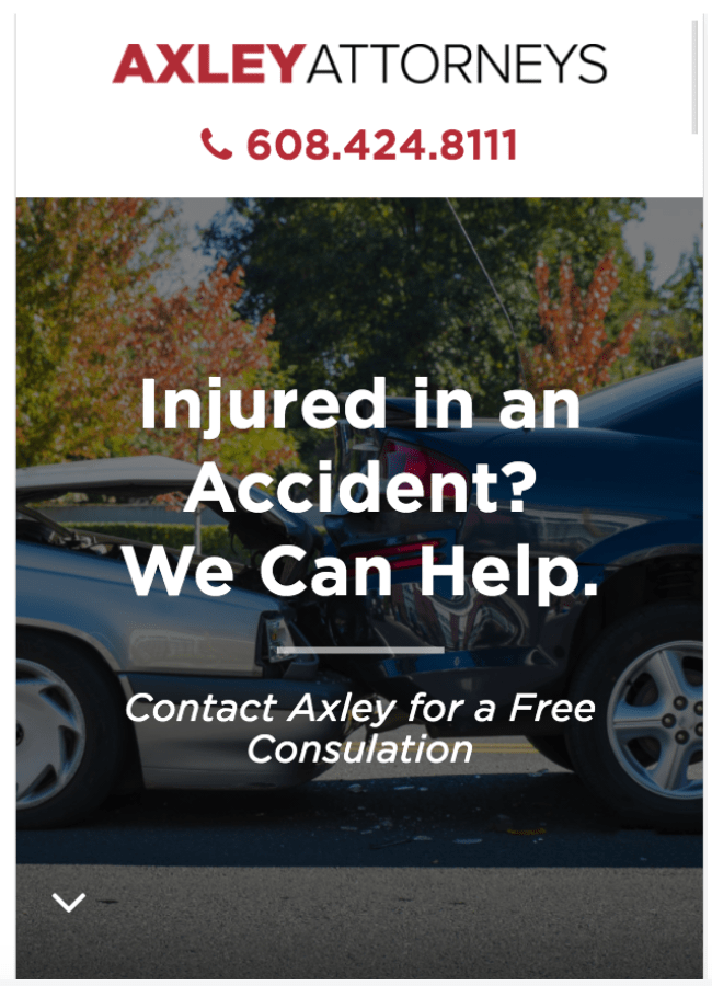 Axley campaign landing page calling out a free consultation 