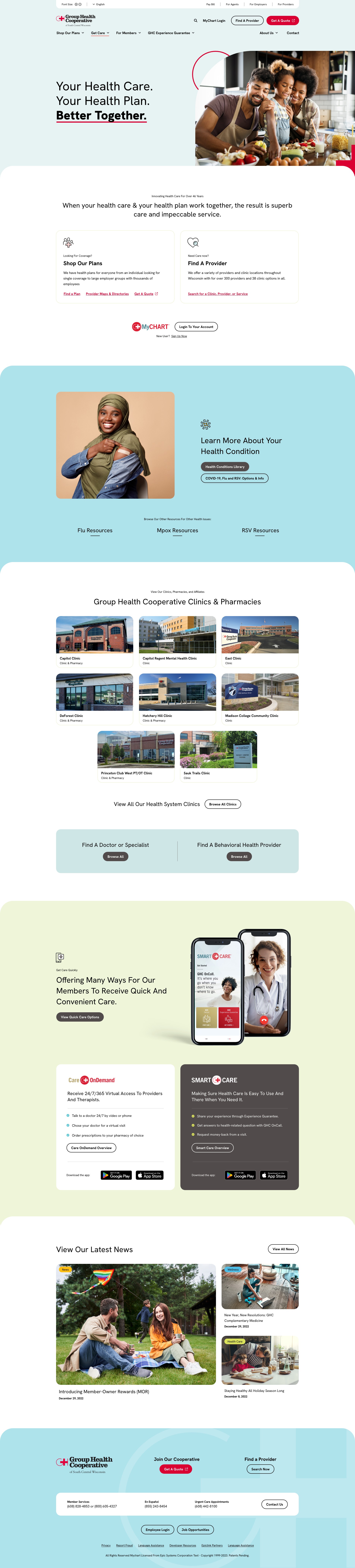 Group Health Cooperative of South Central Wisconsin Powderkeg Web Design